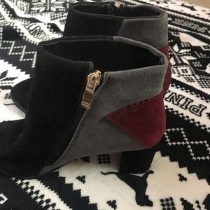 Color block short heel bootie